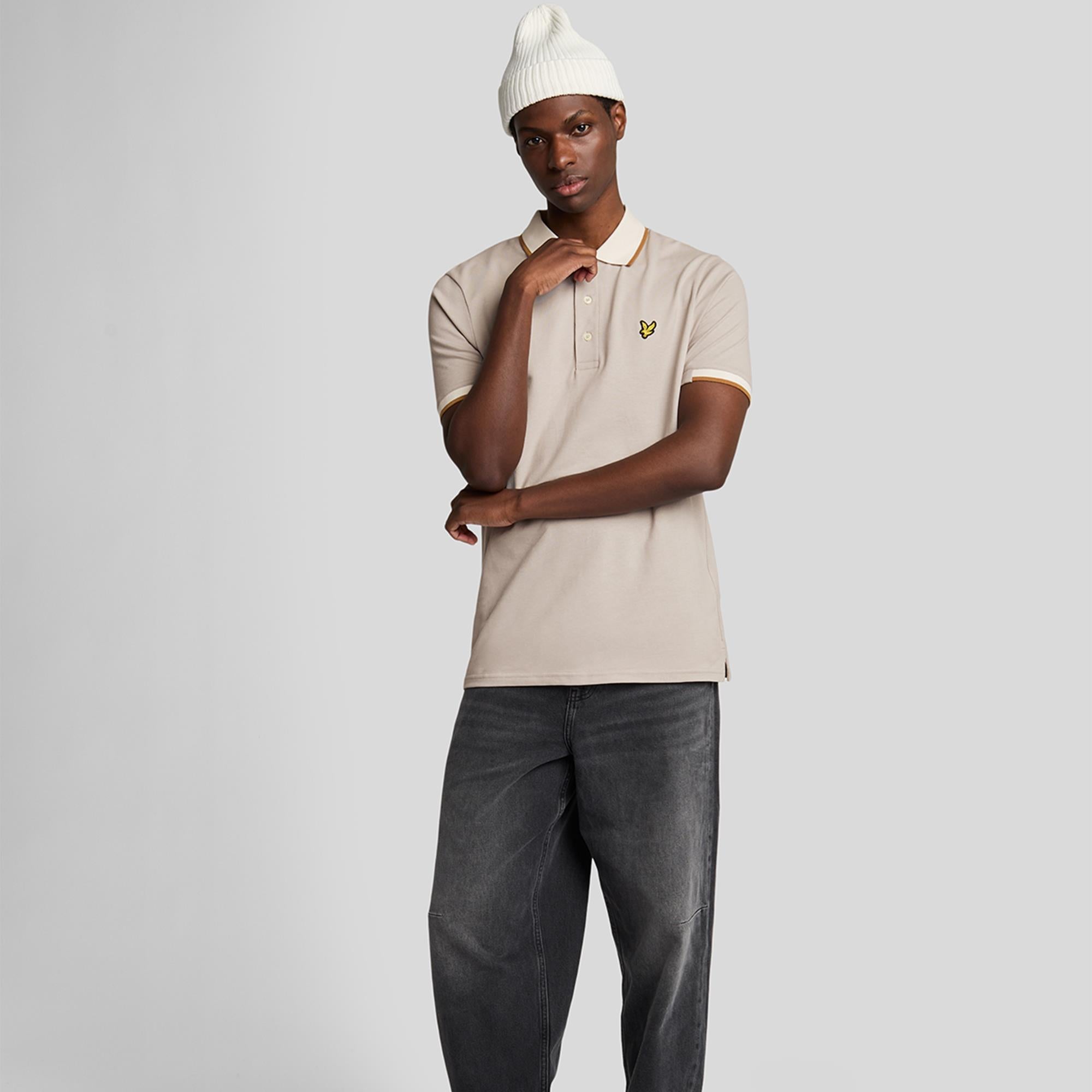 Lyle & Scott Half Tipped Mens Polo Shirt Pale Grey